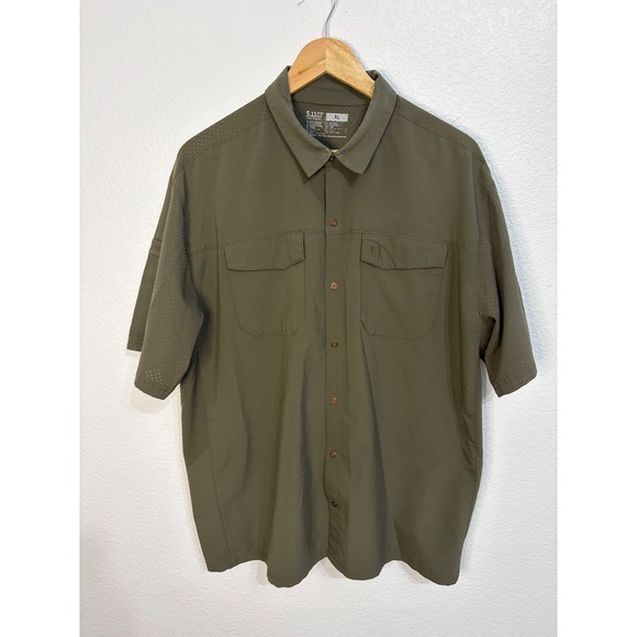 5.11 Tactical Other - 5.11 Tactical Mens XL Olive Green Perforated Vent Short Sleeve Button Up Shirt